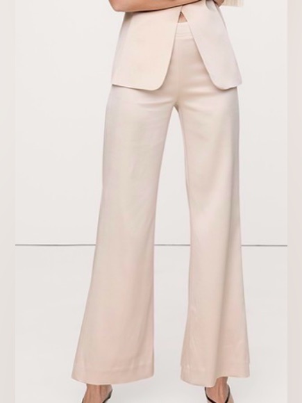 Banana Republic Mid Rise Lux Ivory Satin Kick Flare Leg Pants: Size 12